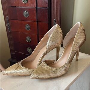 New! INC International Concepts Gold Textured Pointed-Toe Stiletto Heels
